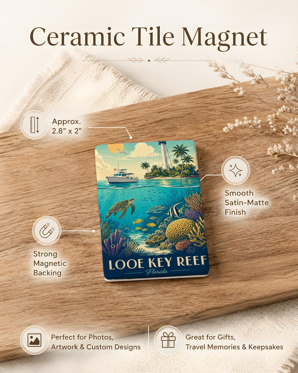 Looe Key Reef Fridge Magnet, Florida Keys Coral Reef Ocean Sea Life Souvenir Magnet