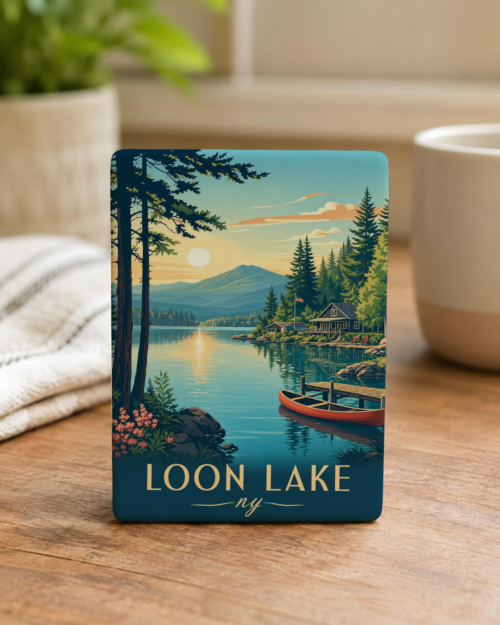 Loon Lake NY Fridge Magnet, New York Lake Souvenir Magnet, Adirondacks Travel Keepsake Magnet, Loon Lake Decor Magnet