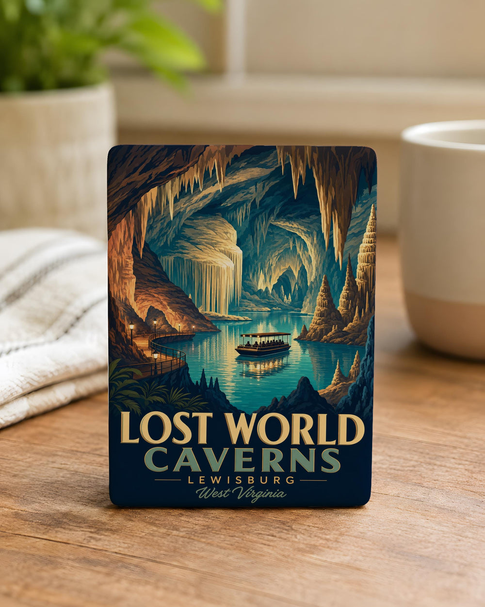 Lost World Caverns Fridge Magnet, Underground Cave Cavern Scene Souvenir Magnet, Adventure Travel Landmark Gift