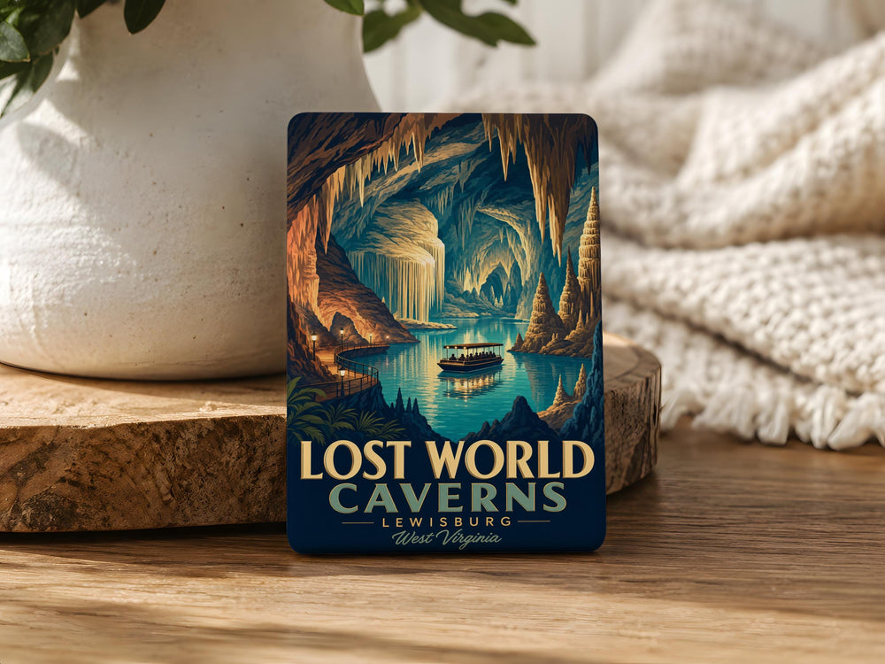 Lost World Caverns Fridge Magnet, Underground Cave Cavern Scene Souvenir Magnet, Adventure Travel Landmark Gift