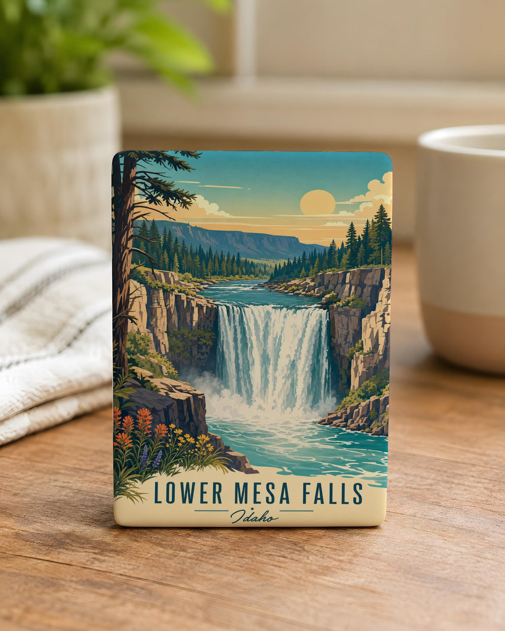 Lower Mesa Falls Fridge Magnet, Idaho Waterfall Souvenir, Snake River Scenic Travel Keepsake Magnet