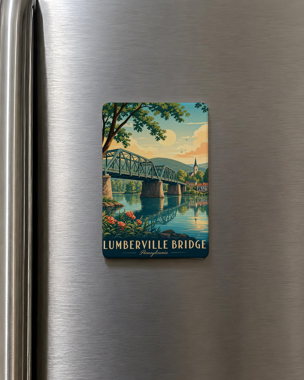 Lumberville Bridge Fridge Magnet, Delaware River Bridge Souvenir, Bucks County Pennsylvania Landmark Magnet