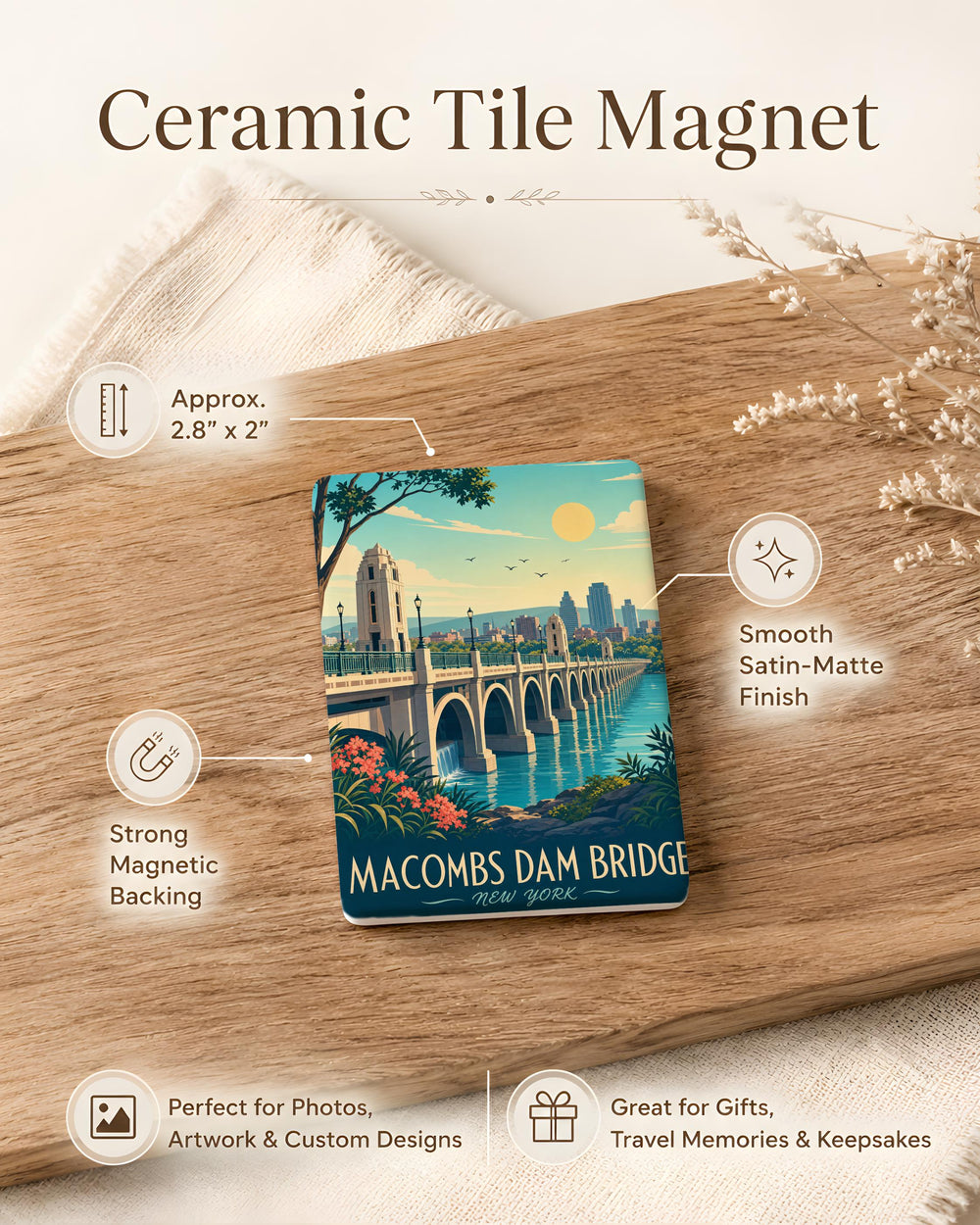 Macombs Dam Bridge Fridge Magnet, New York City Harlem River Landmark Souvenir Magnet