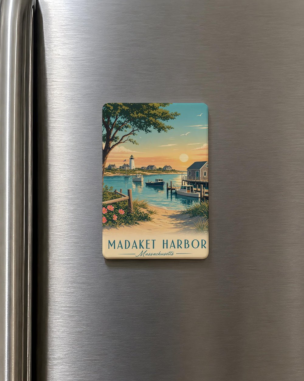 Madaket Harbor Fridge Magnet, Nantucket Massachusetts Coastal Harbor Souvenir, New England Beach Town Keepsake Magnet
