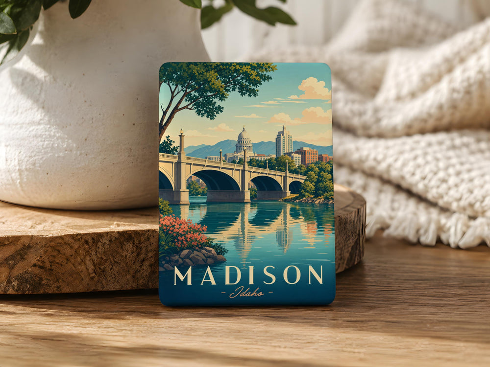 Madison Avenue Bridge Fridge Magnet, Harlem River NYC Landmark Souvenir Magnet, New York City Bridge Magnet