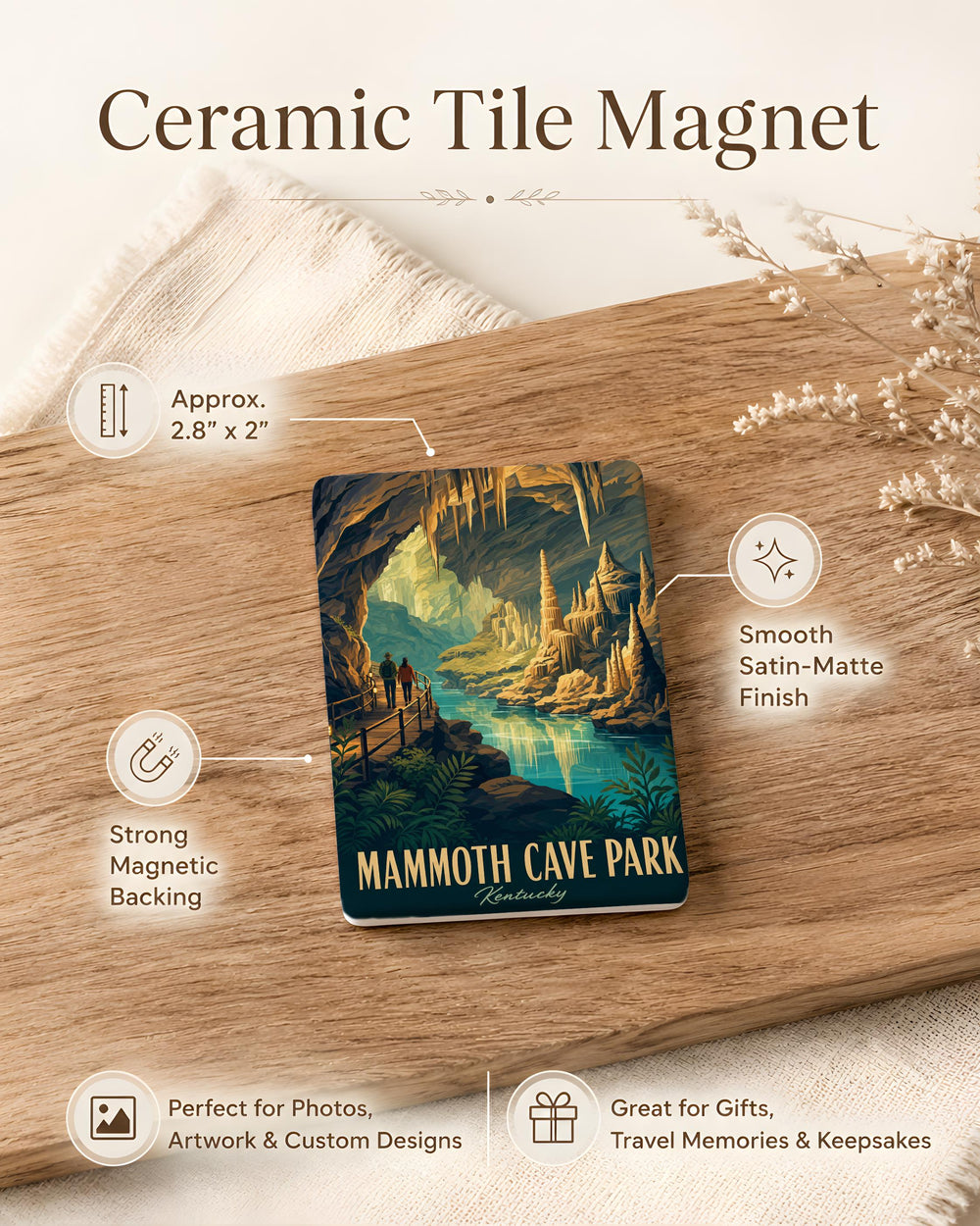 Mammoth Cave National Park Fridge Magnet, Kentucky Cave Park Souvenir Magnet, Mammoth Cave Landmark Magnet