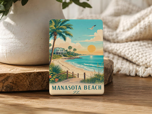Manasota Beach FL Fridge Magnet, Florida Beach Souvenir Magnet, Manasota Key Coastal Travel Gift, Sarasota County Keepsake Magnet