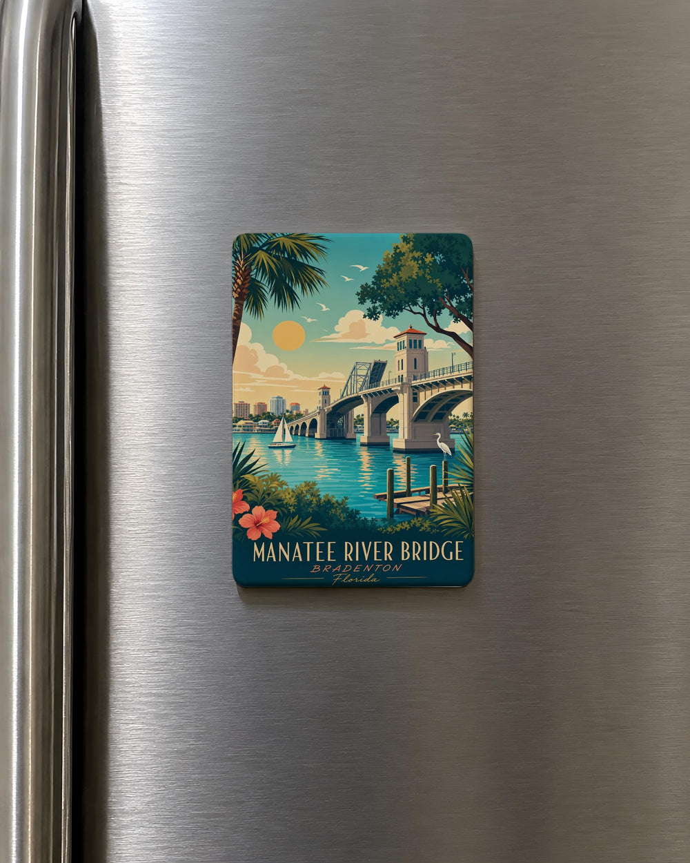 Manatee River Bridge Fridge Magnet, Florida River Bridge Souvenir, Coastal Landmark Travel Gift, Waterfront Keepsake Magnet