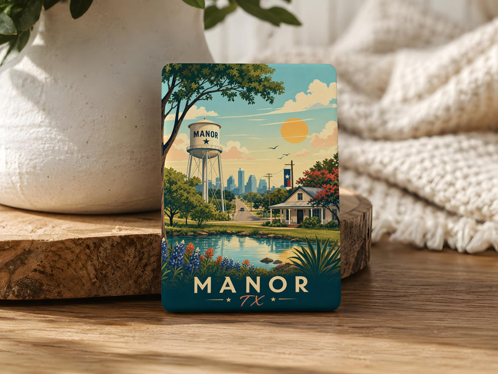 Manor TX Fridge Magnet, Manor Texas Souvenir Magnet, City Name Travel Keepsake, Lone Star State Gift