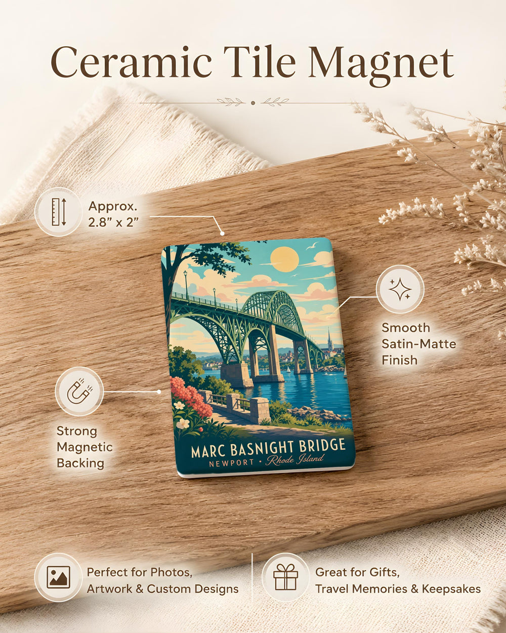 Marc Basnight Bridge Fridge Magnet, Washington NC Bridge Souvenir, North Carolina Landmark Magnet, Coastal River Crossing Gift