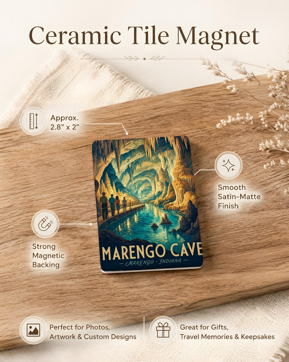 Marengo Cave Fridge Magnet, Indiana Cave Souvenir, Underground Cavern Gift, Cave Explorer Travel Keepsake