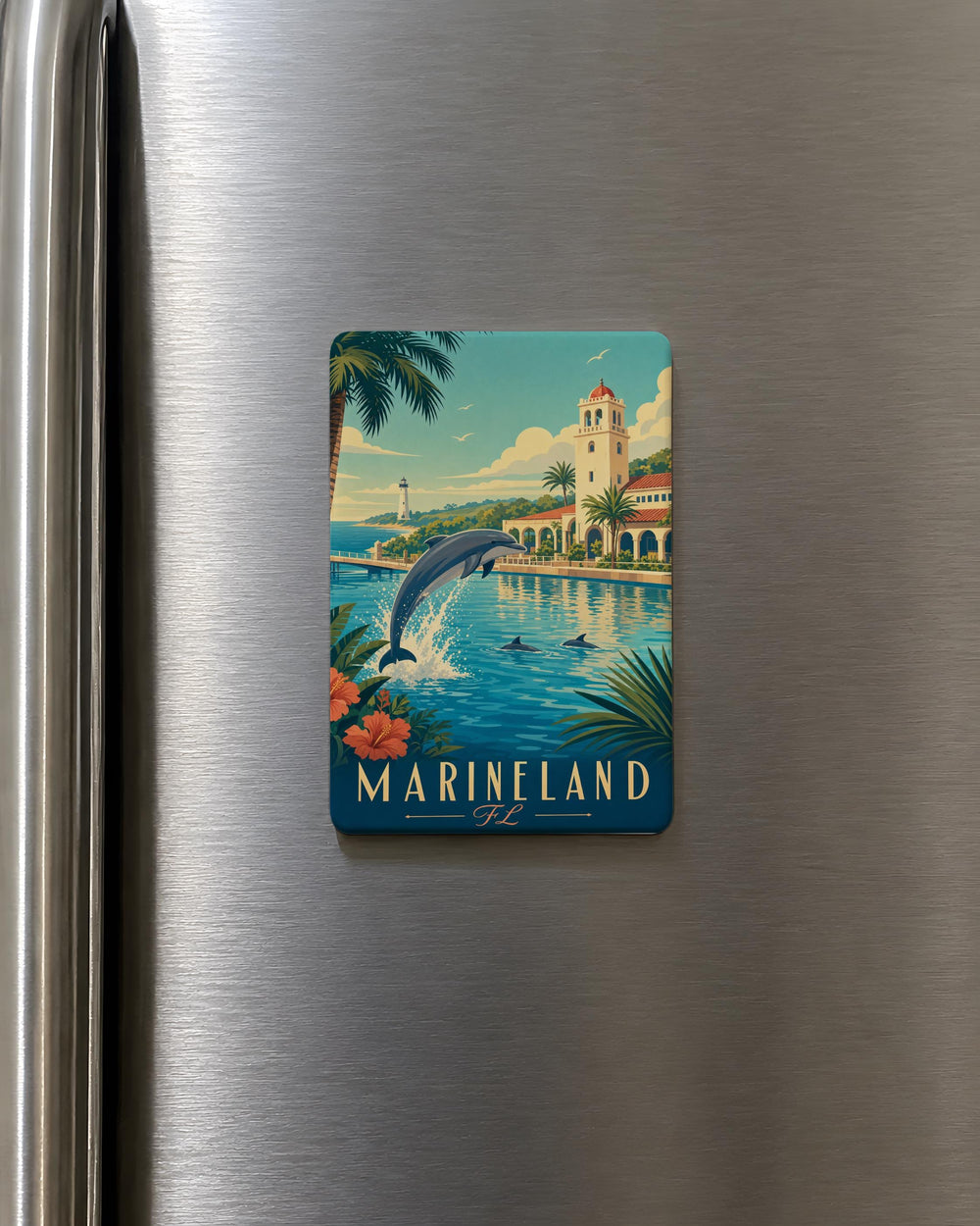 Marineland Florida Fridge Magnet, Marineland FL Souvenir Magnet, Florida Beach Town Travel Keepsake Magnet