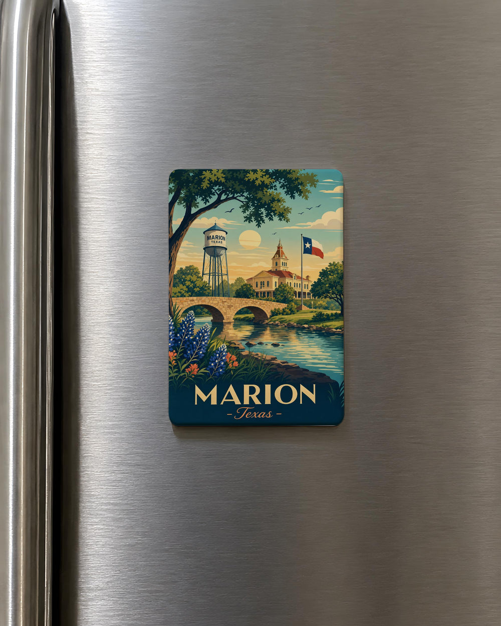 Marion TX Fridge Magnet, Marion Texas Souvenir Magnet, Texas Travel Keepsake, Small Town Texas Gift, Lone Star State Magnet