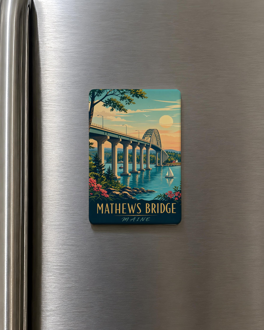 Mathews Bridge Fridge Magnet, Jacksonville Florida Bridge Souvenir, St Johns River Landmark Travel Keepsake Magnet