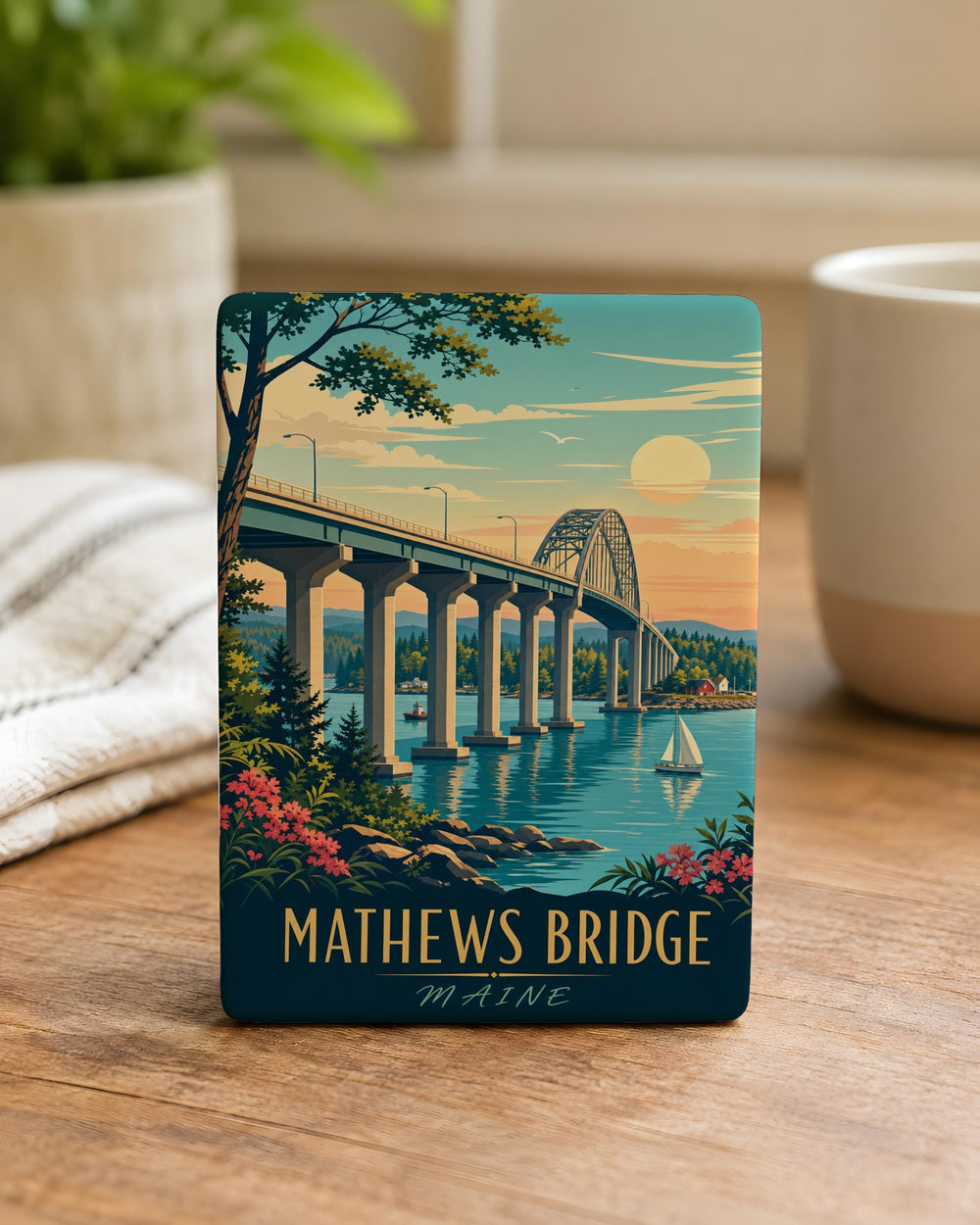 Mathews Bridge Fridge Magnet, Jacksonville Florida Bridge Souvenir, St Johns River Landmark Travel Keepsake Magnet