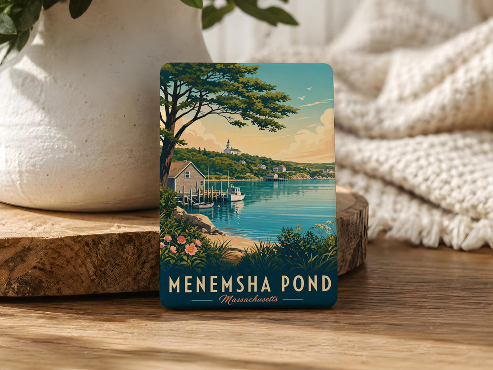 Menemsha Pond Fridge Magnet, Martha’s Vineyard Coastal Pond Souvenir Magnet, Massachusetts Beach Town Gift