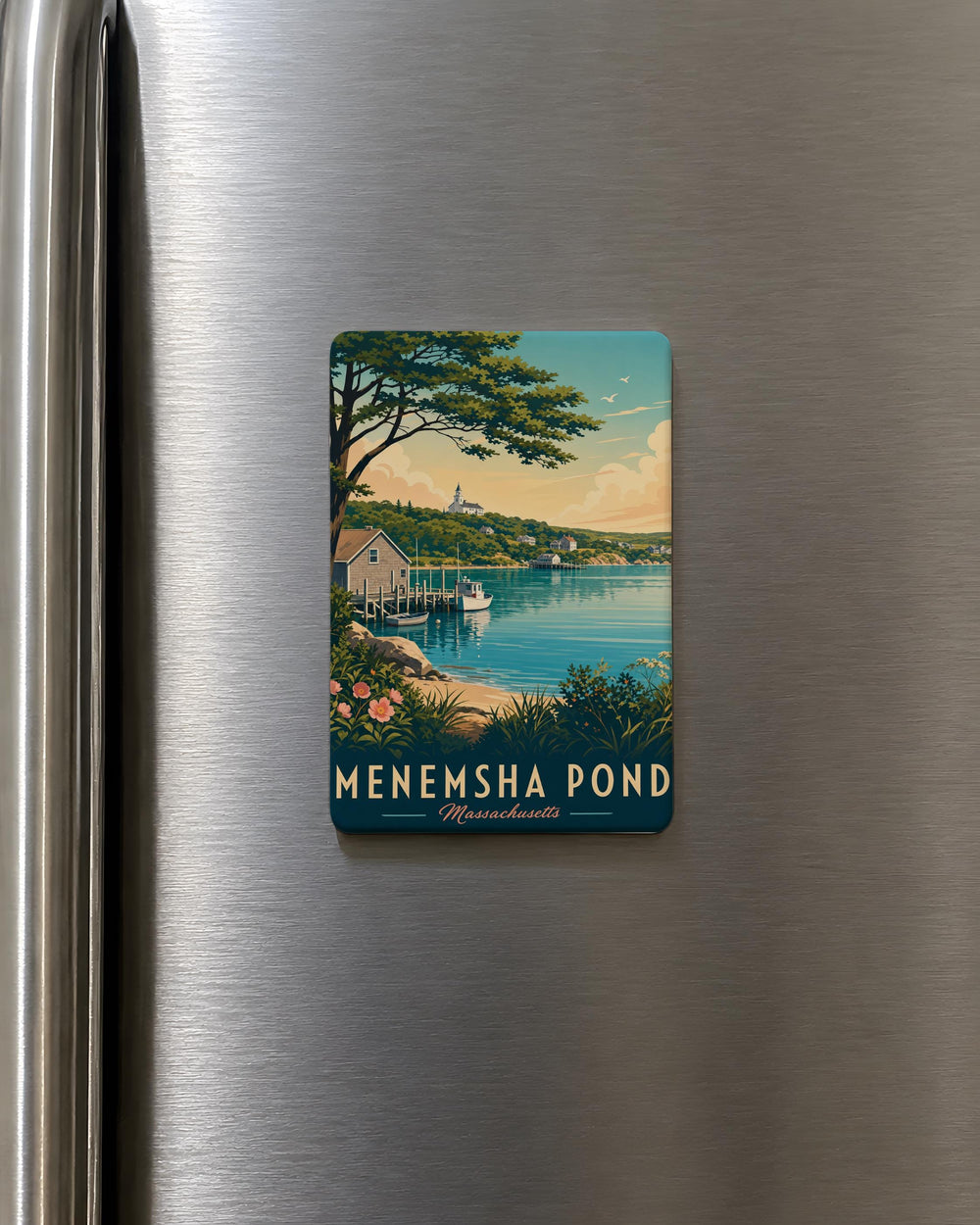 Menemsha Pond Fridge Magnet, Martha’s Vineyard Coastal Pond Souvenir Magnet, Massachusetts Beach Town Gift