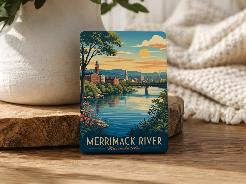 Merrimack River Fridge Magnet, Merrimack River Souvenir Magnet, New England River Landmark Refrigerator Magnet