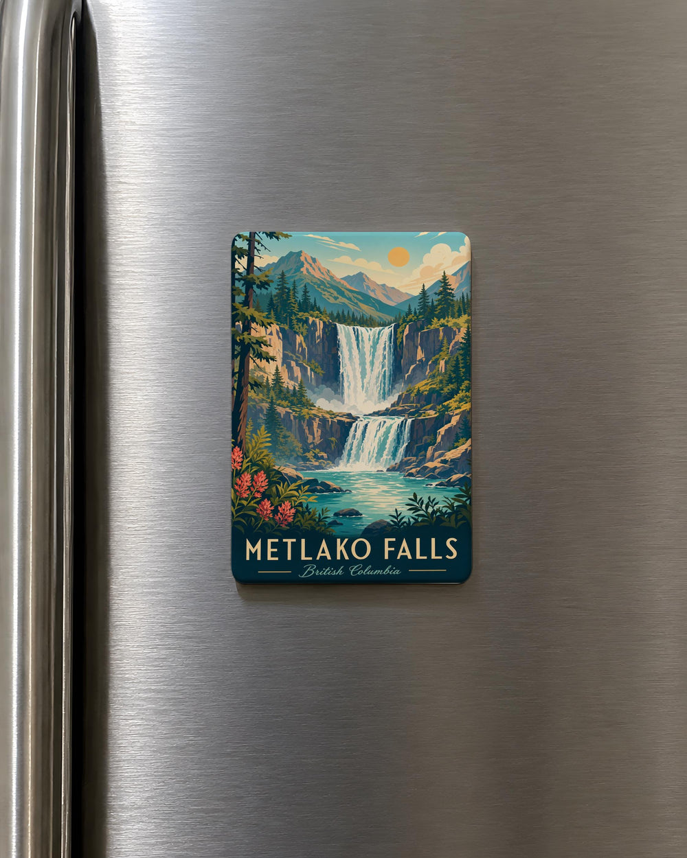 Metlako Falls Fridge Magnet, Waterfall Nature Souvenir Magnet, Pacific Northwest Landmark Keepsake Gift