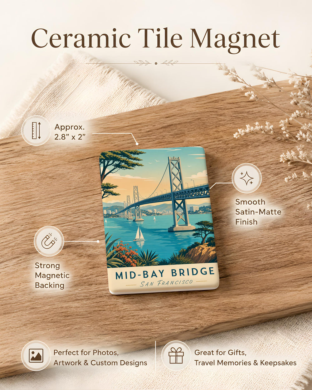 Mid-Bay Bridge Fridge Magnet, Florida Coastal Bridge Souvenir, Destin Bridge Landmark Magnet, Travel Keepsake Magnet