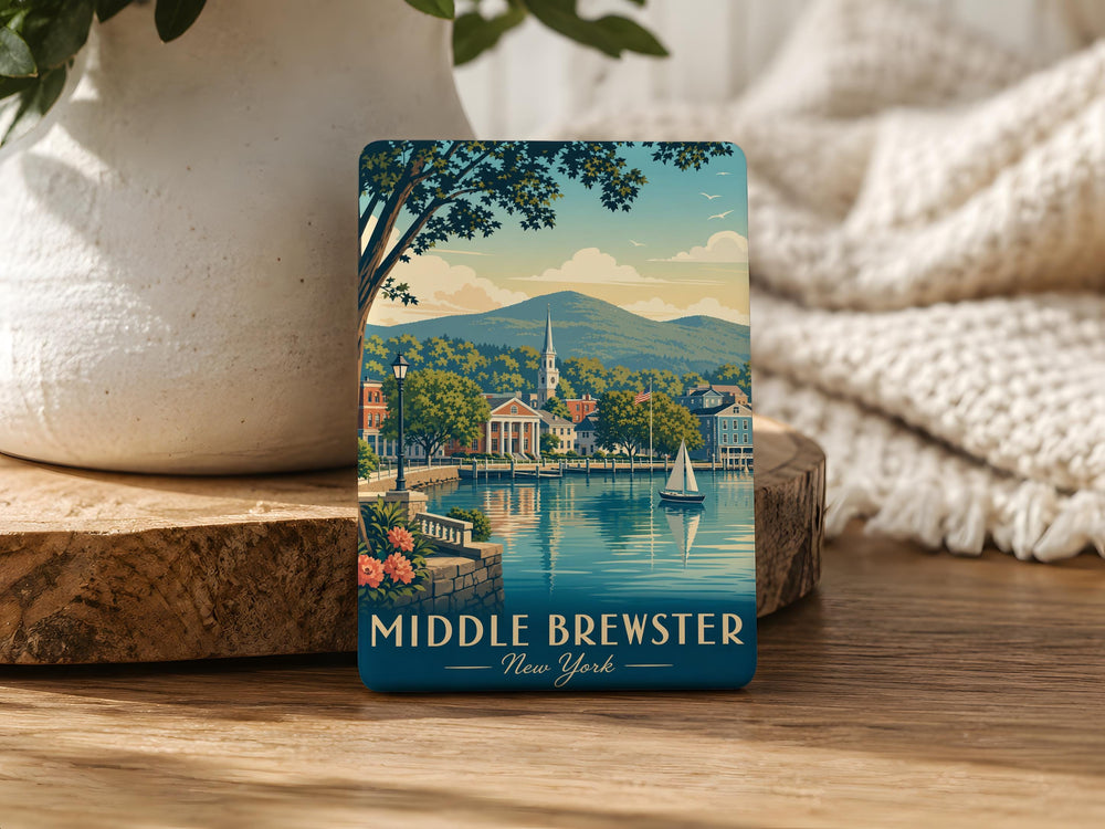 Middle Brewster Fridge Magnet, Middle Brewster Massachusetts Souvenir Magnet, Cape Cod Travel Gift, Coastal Town Keepsake Magnet