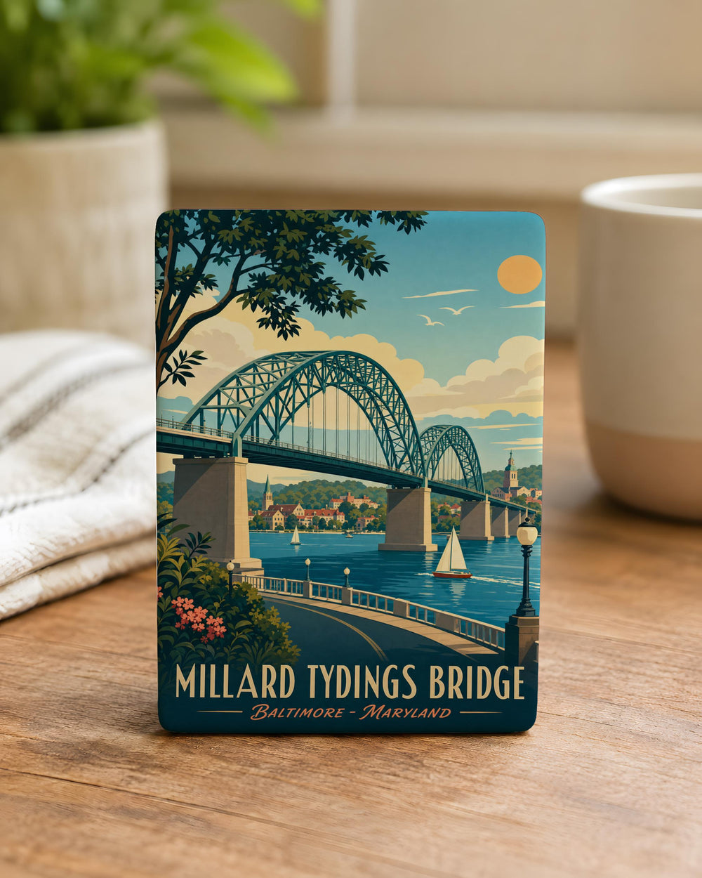 Millard Tydings Bridge Fridge Magnet, Maryland Susquehanna River Bridge Souvenir, Havre de Grace Landmark Magnet