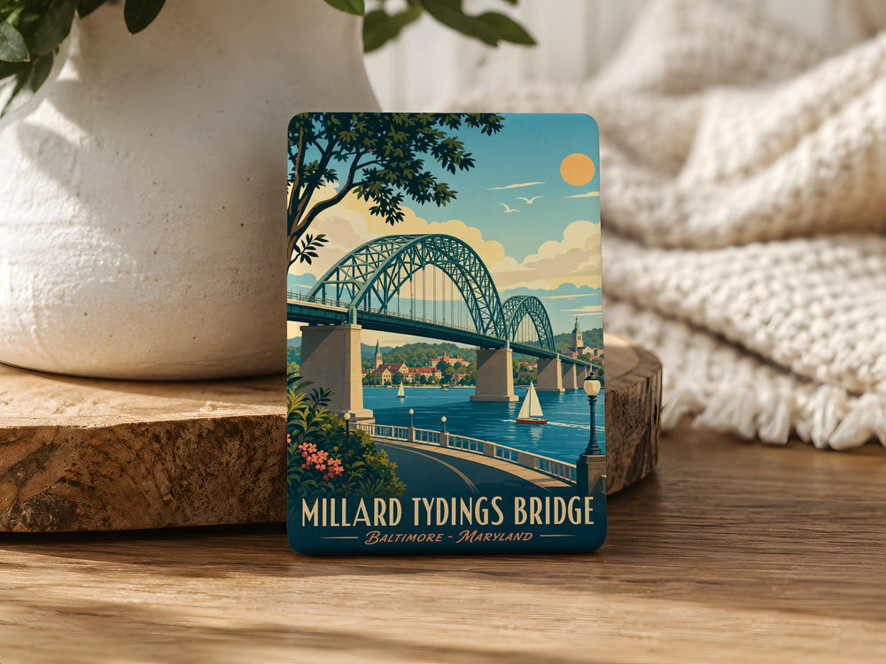 Millard Tydings Bridge Fridge Magnet, Maryland Susquehanna River Bridge Souvenir, Havre de Grace Landmark Magnet