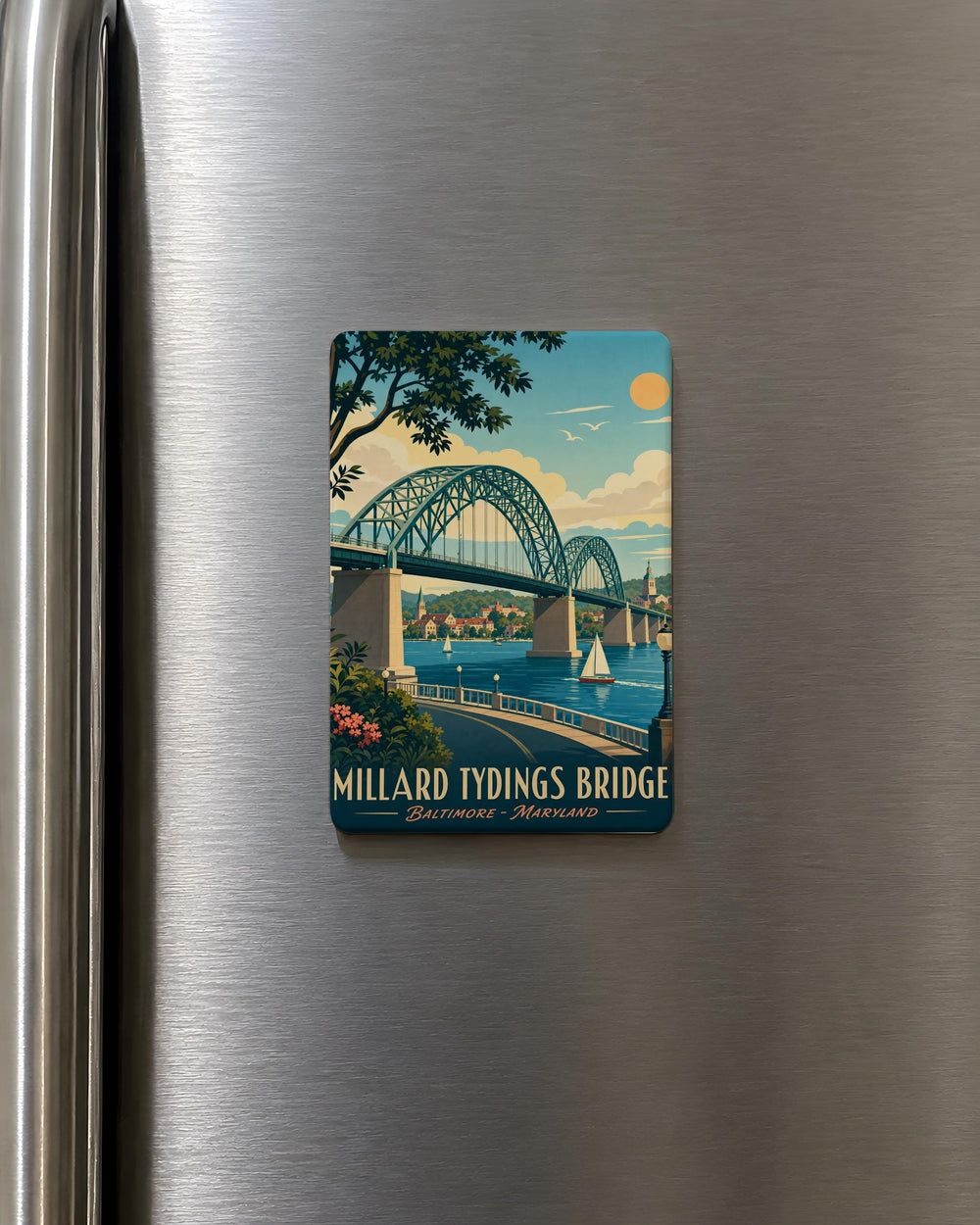 Millard Tydings Bridge Fridge Magnet, Maryland Susquehanna River Bridge Souvenir, Havre de Grace Landmark Magnet