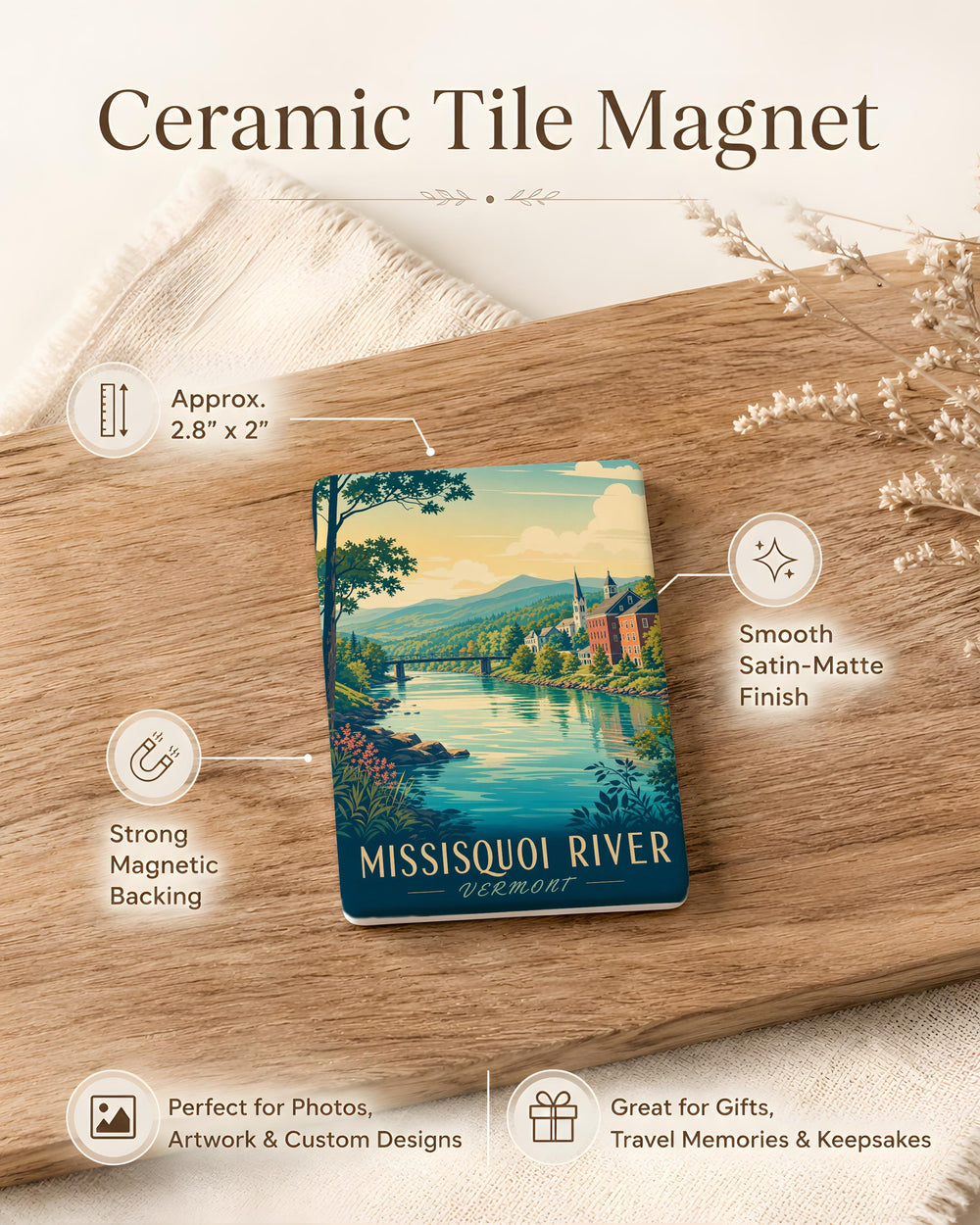 Missisquoi River Fridge Magnet, Vermont River Souvenir, Nature Travel Keepsake, River Landscape Magnet, Outdoor Adventure Gift