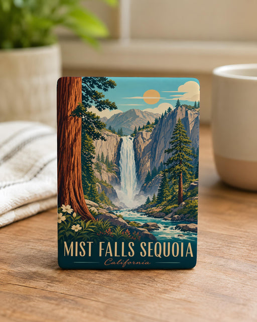 Mist Falls Sequoia National Park Fridge Magnet, Waterfall and Giant Sequoia Forest Souvenir Magnet