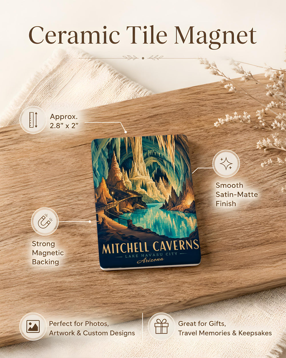 Mitchell Caverns Fridge Magnet, Cave Landmark Souvenir Magnet, Desert Caverns Travel Gift, California Caverns Keepsake Magnet