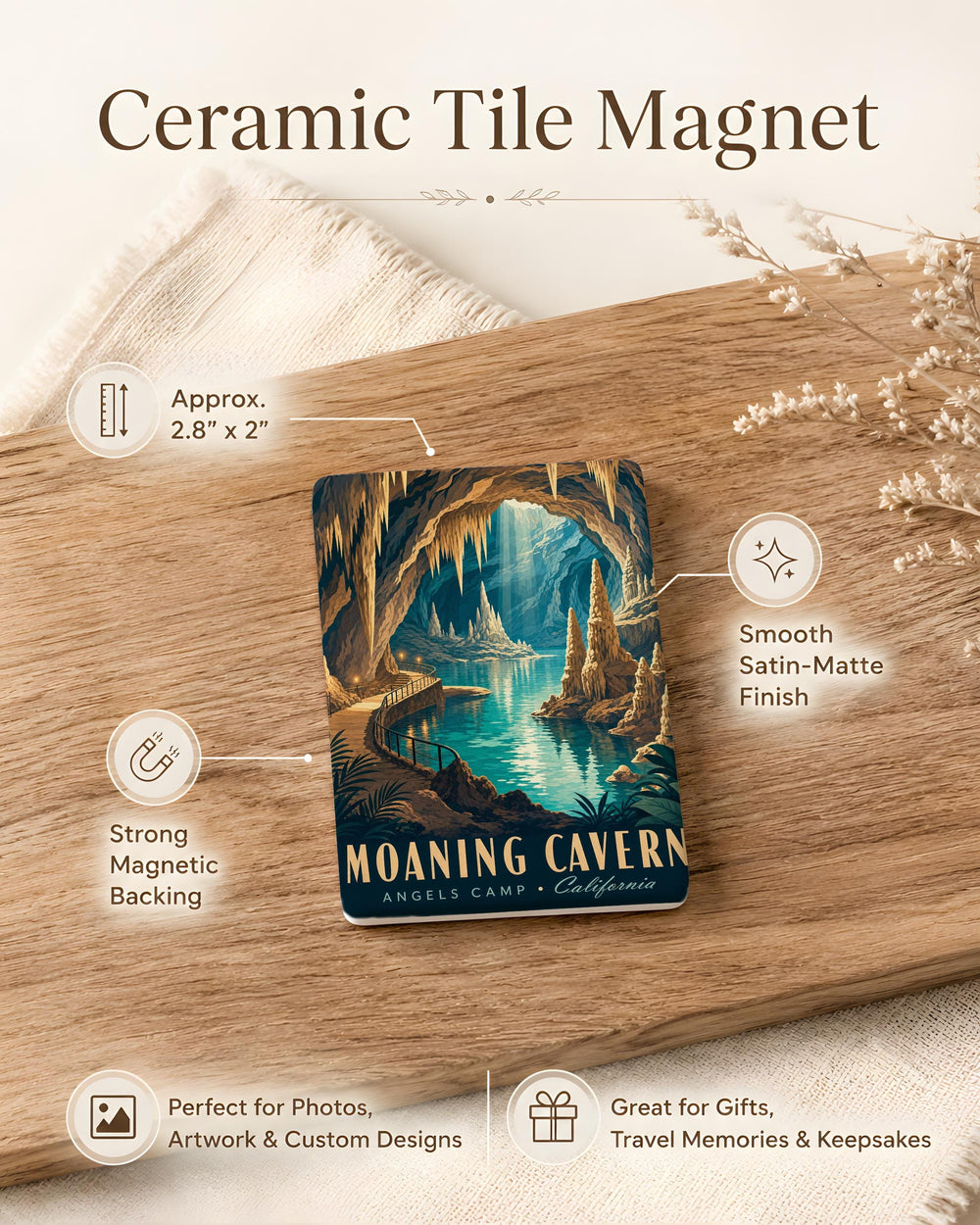 Moaning Cavern Fridge Magnet, Cave Entrance, Underground Cavern Souvenir, Spelunking Gift, Calaveras County California Travel Magnet