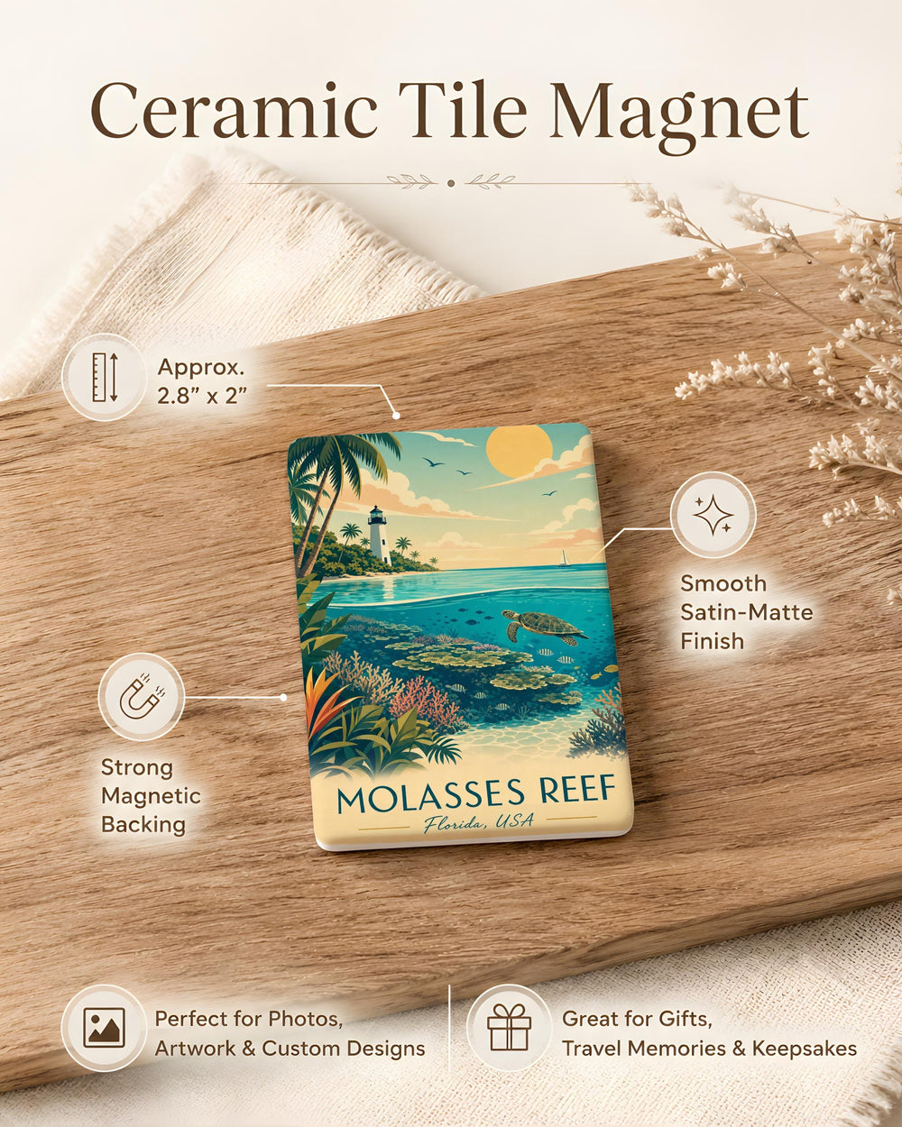 Molasses Reef Fridge Magnet, Coral Reef Ocean Scene Magnet, Tropical Sea Life Souvenir Magnet, Coastal Kitchen Decor Magnet