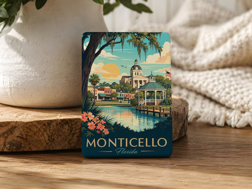 Monticello Florida Fridge Magnet, Monticello FL Souvenir Magnet, Jefferson County Travel Gift, Florida Town Keepsake Magnet