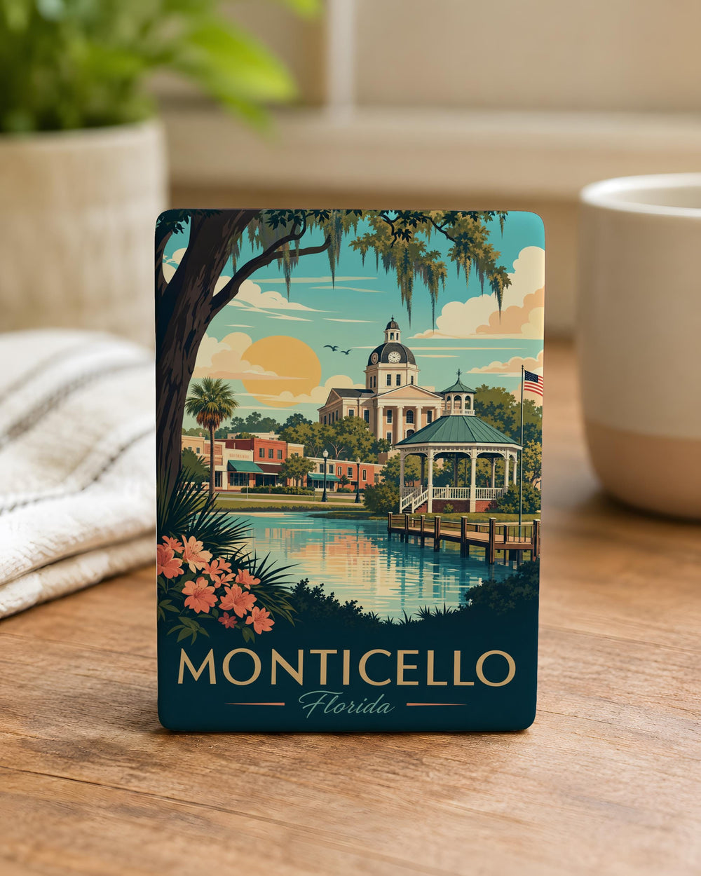 Monticello Florida Fridge Magnet, Monticello FL Souvenir Magnet, Jefferson County Travel Gift, Florida Town Keepsake Magnet