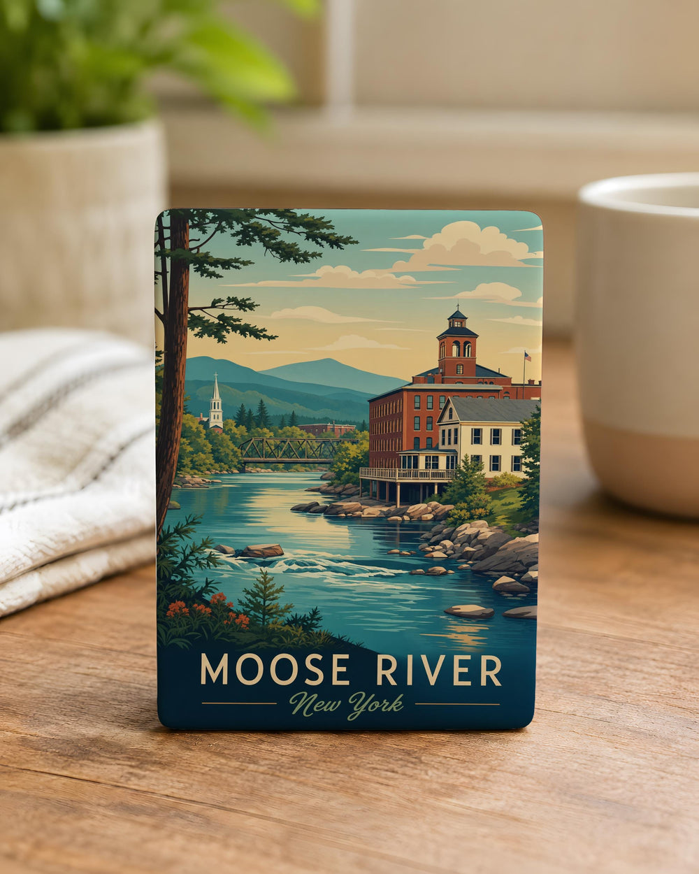 Moose River NY Fridge Magnet, Moose River New York Souvenir Magnet, Adirondacks Wilderness Travel Keepsake Magnet