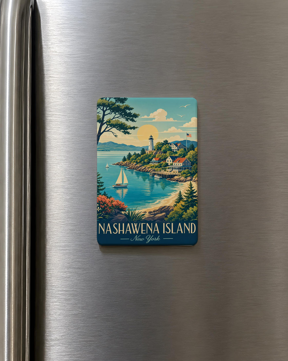 Nashawena Island Fridge Magnet, Massachusetts Coastal Island Souvenir, Vineyard Sound Nautical Travel Keepsake