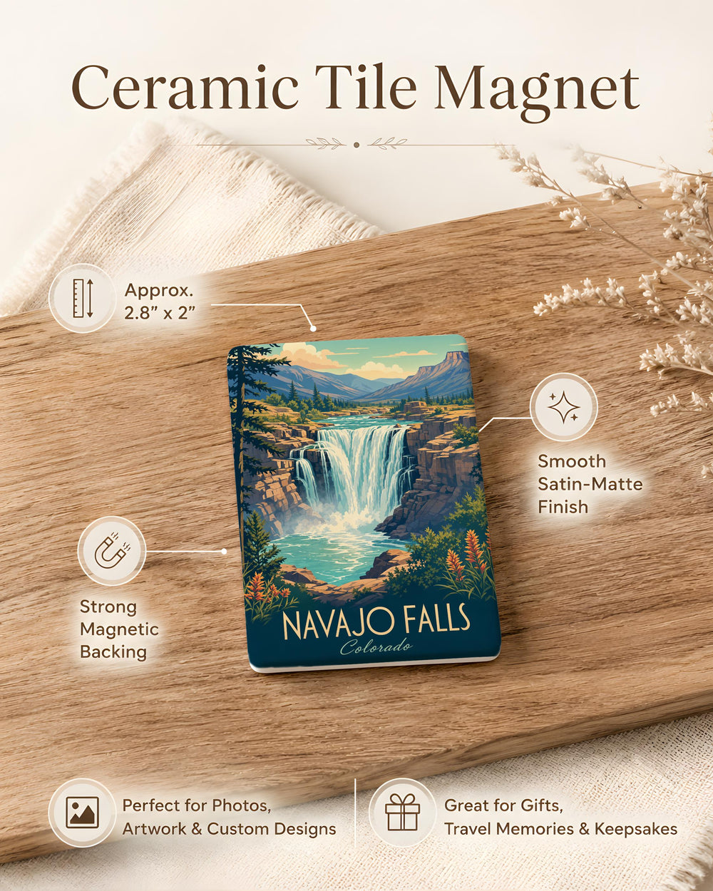 Navajo Falls Fridge Magnet, Havasu Canyon Waterfall Souvenir, Arizona Travel Gift, Grand Canyon Keepsake Magnet