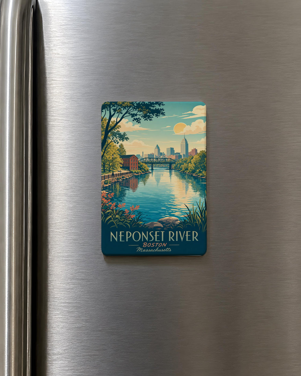 Neponset River Fridge Magnet, Massachusetts River Landmark Souvenir, Boston Area Nature Travel Keepsake Gift