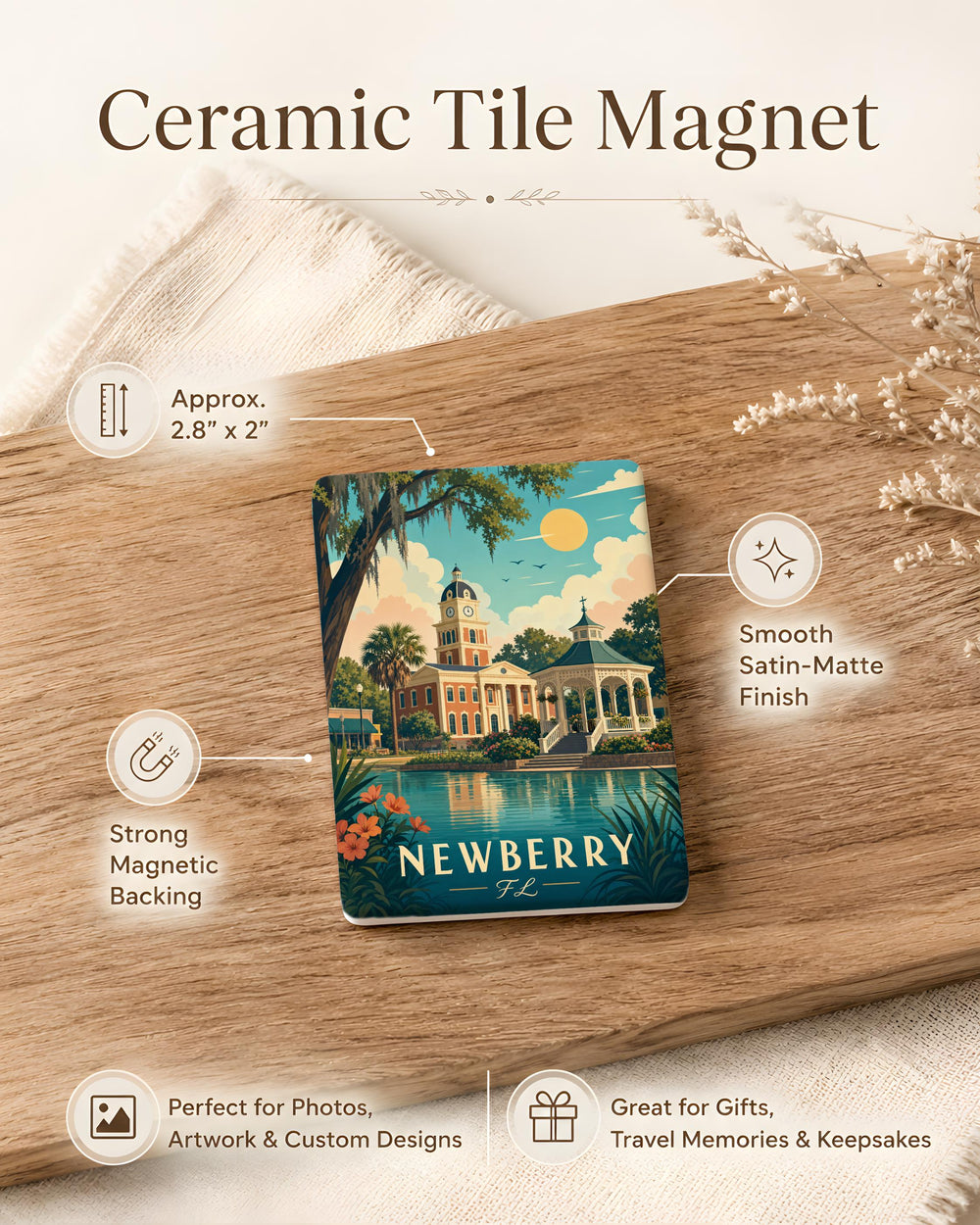 Newberry FL Fridge Magnet, Newberry Florida Souvenir Magnet, City Name Travel Keepsake Magnet