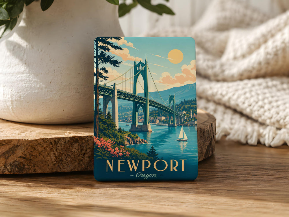 Newport Bridge Fridge Magnet, Rhode Island Landmark Souvenir, Coastal New England Travel Keepsake Magnet