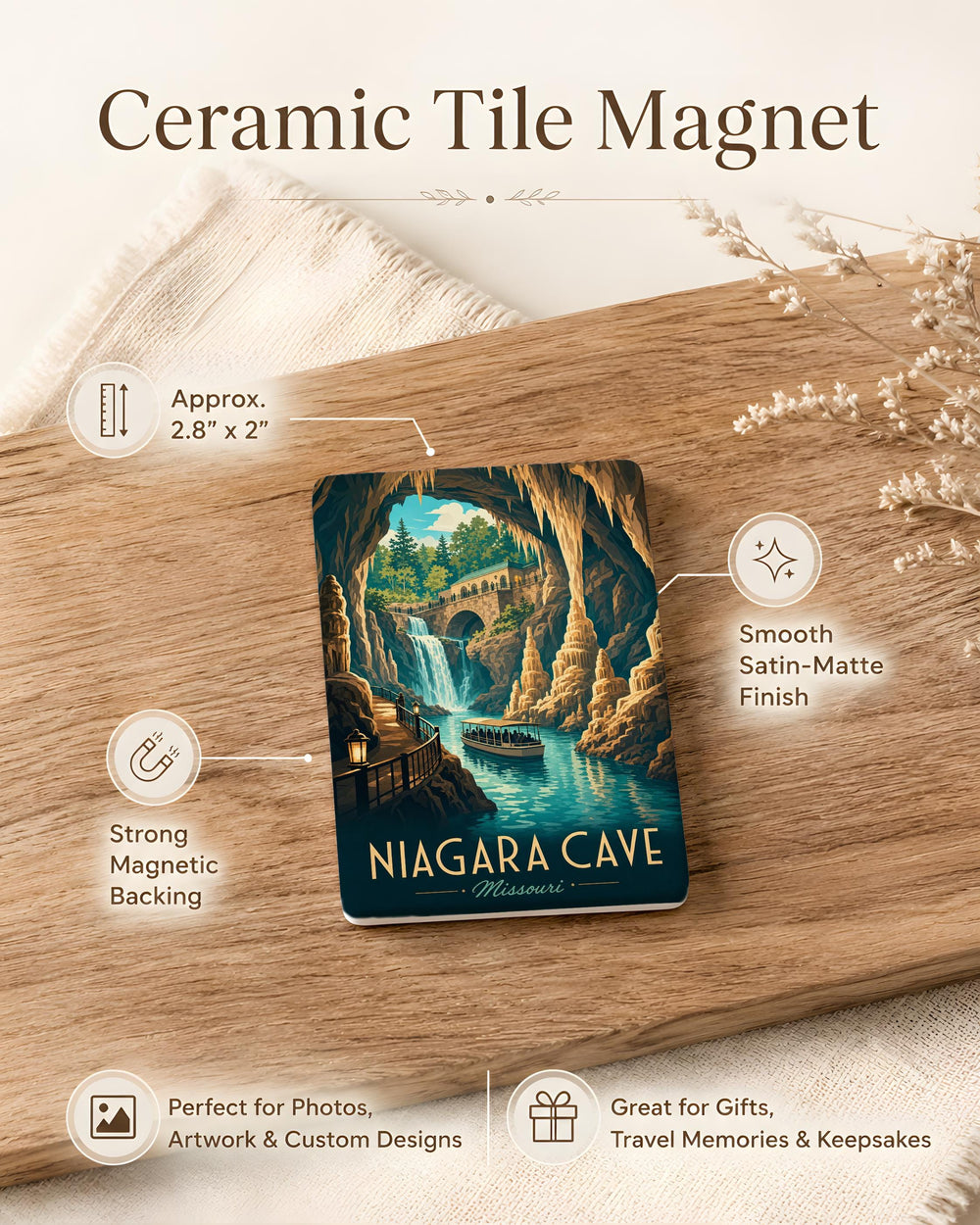 Niagara Cave Fridge Magnet, Minnesota Cave Souvenir Magnet, Underground Cavern Travel Keepsake Refrigerator Magnet