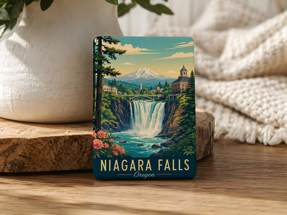 Niagara Falls Oregon Fridge Magnet, Waterfall Landmark Souvenir, Scenic Nature Travel Keepsake Gift