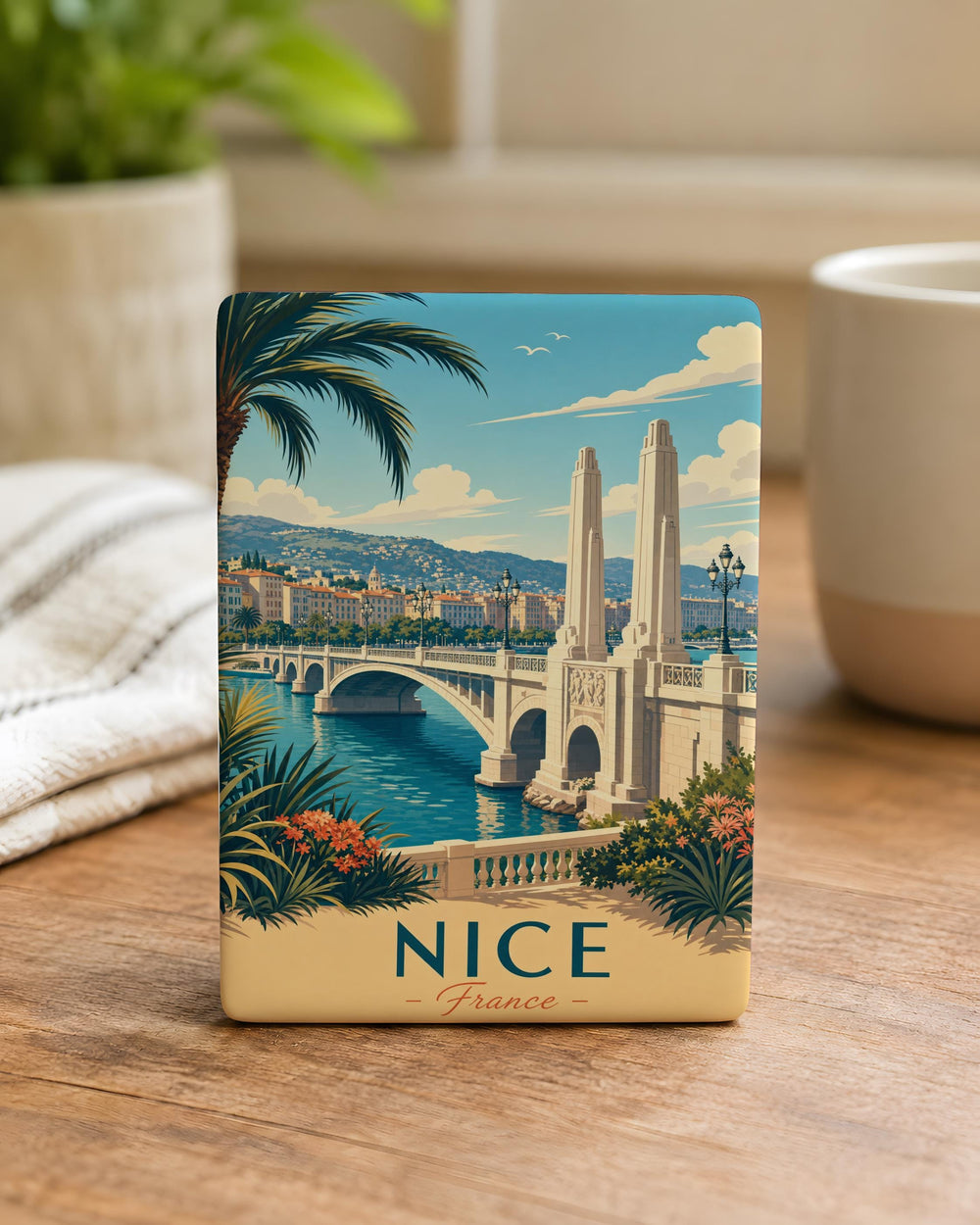 Nice Memorial Bridge Fridge Magnet, Nice France Landmark Souvenir Magnet, French Riviera Travel Gift, Bridge Cityscape Magnet