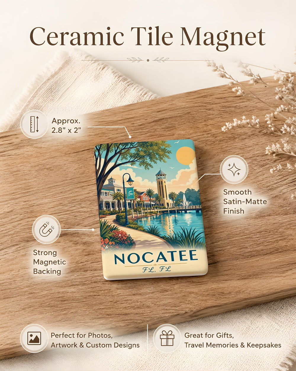 Nocatee Florida Fridge Magnet, Nocatee FL Souvenir Magnet, Florida Travel Gift, Nocatee Keepsake Magnet