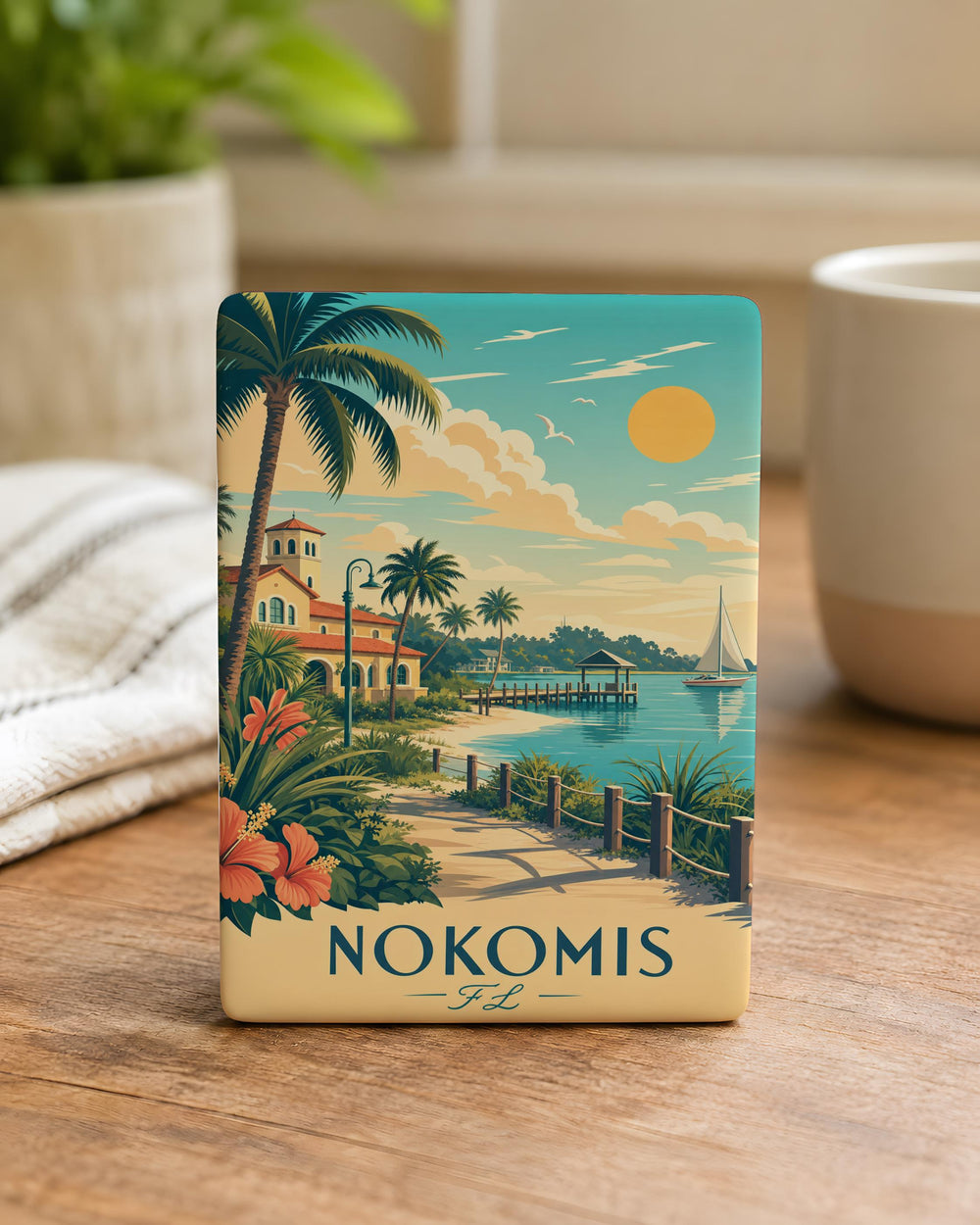 Nokomis Florida Fridge Magnet, Nokomis FL Souvenir Magnet, Gulf Coast Travel Gift, Beach Town Keepsake Magnet