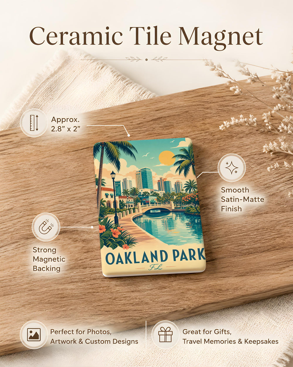 Oakland Park FL Fridge Magnet, Oakland Park Florida Souvenir Magnet, City Travel Keepsake Gift
