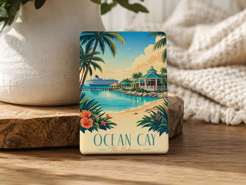 Ocean Cay Fridge Magnet, Ocean Cay Bahamas Souvenir Magnet, Island Travel Keepsake, Beach Vacation Gift, Coastal Decor Magnet