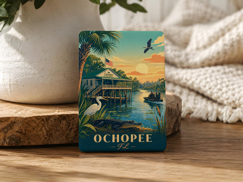 Ochopee Florida Fridge Magnet, Ochopee FL Souvenir Magnet, Florida Everglades Travel Gift, Florida Location Magnet