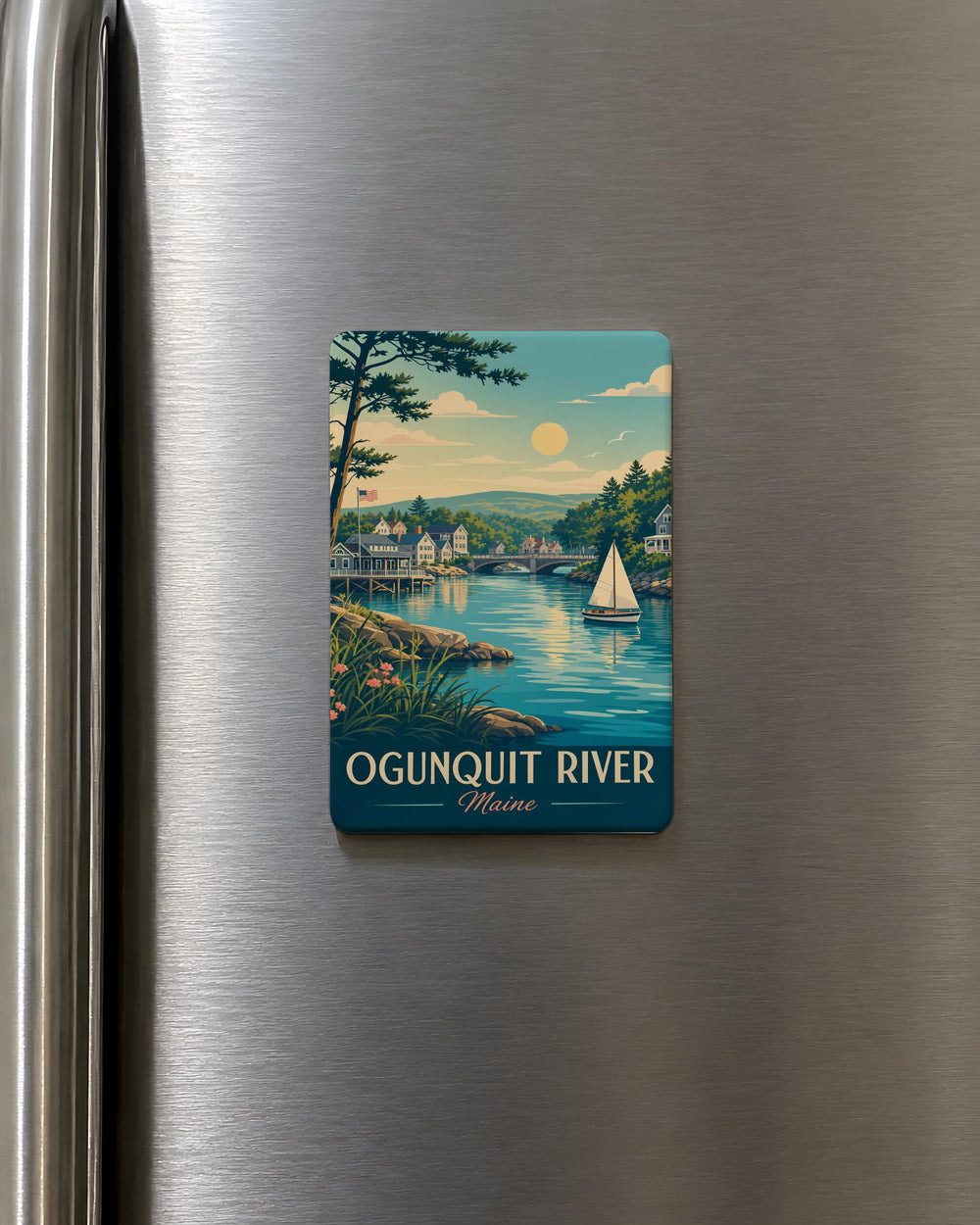 Ogunquit River Fridge Magnet, Ogunquit Maine Souvenir Magnet, Coastal New England River Scene Kitchen Magnet